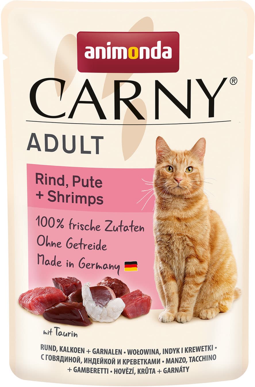 ANIMONDA Katzennassfutter Carny Adult Rind, Pute + Shrimps