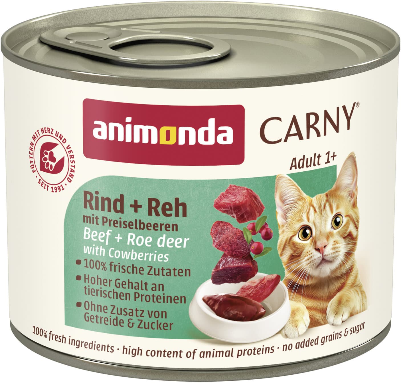 ANIMONDA Katzennassfutter Carny Adult Rind + Reh mit Preiselbeeren