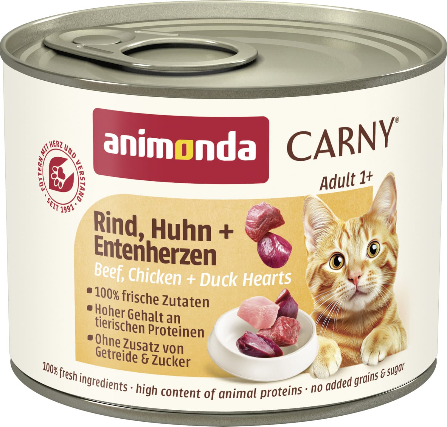 ANIMONDA Katzennassfutter Carny Adult Rind, Huhn + Entenherzen