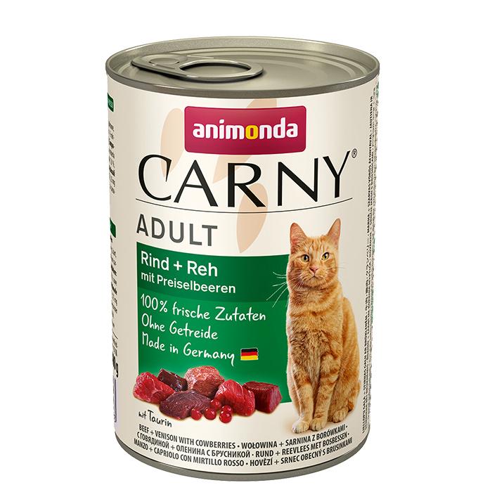 ANIMONDA Katzennassfutter Carny Adult Rind + Reh mit Preiselbeeren