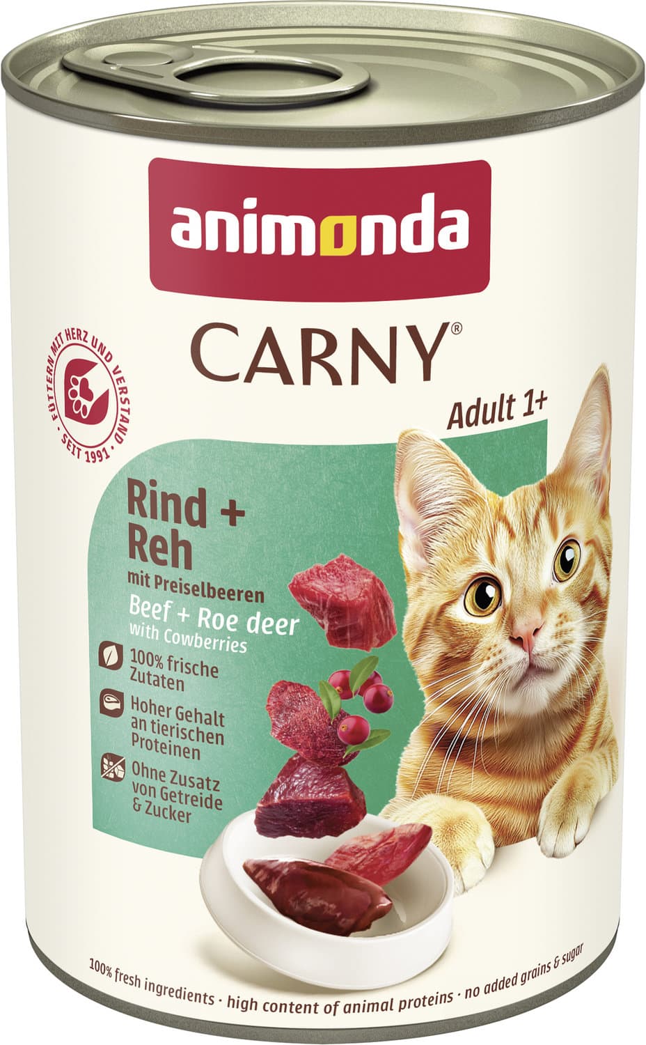 ANIMONDA Katzennassfutter Carny Adult Rind + Reh mit Preiselbeeren