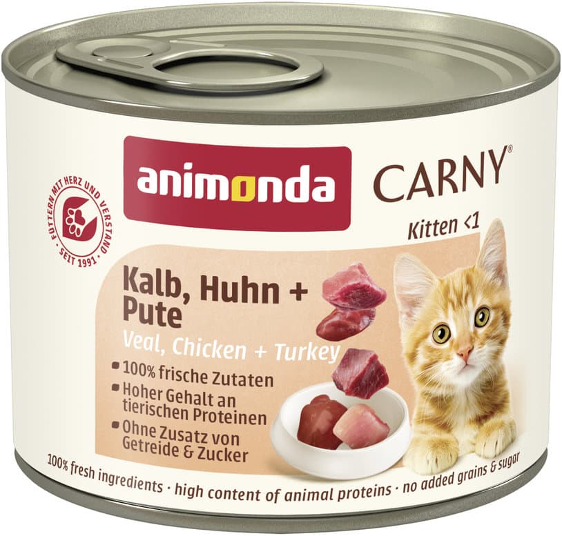 ANIMONDA Katzennassfutter Carny Kitten mit Kalb, Huhn + Pute