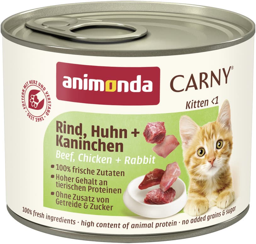 ANIMONDA Katzennassfutter Carny Kitten mit Rind, Huhn + Kaninchen