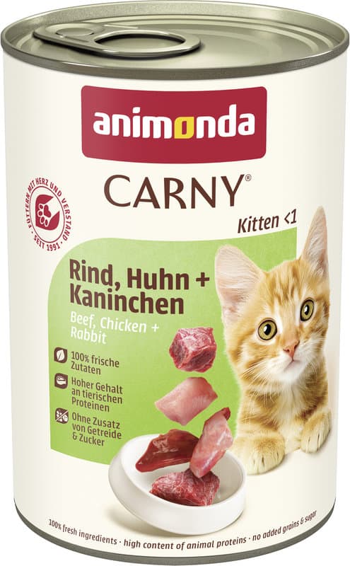 ANIMONDA Katzennassfutter Carny Kitten mit Rind, Huhn + Kaninchen