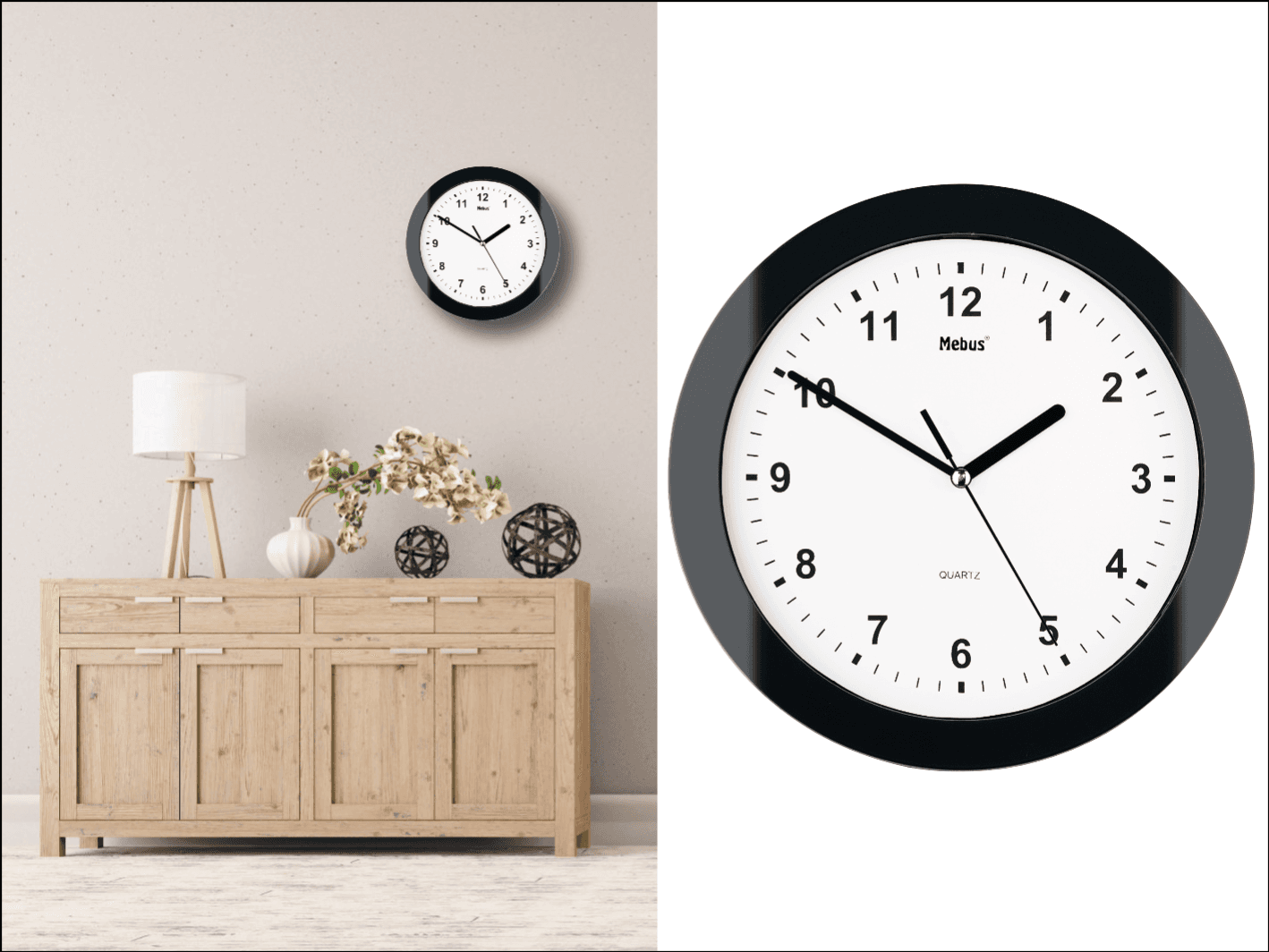 Produktbild Mebus Quarz-Wanduhr Ø25cm 2 von 2