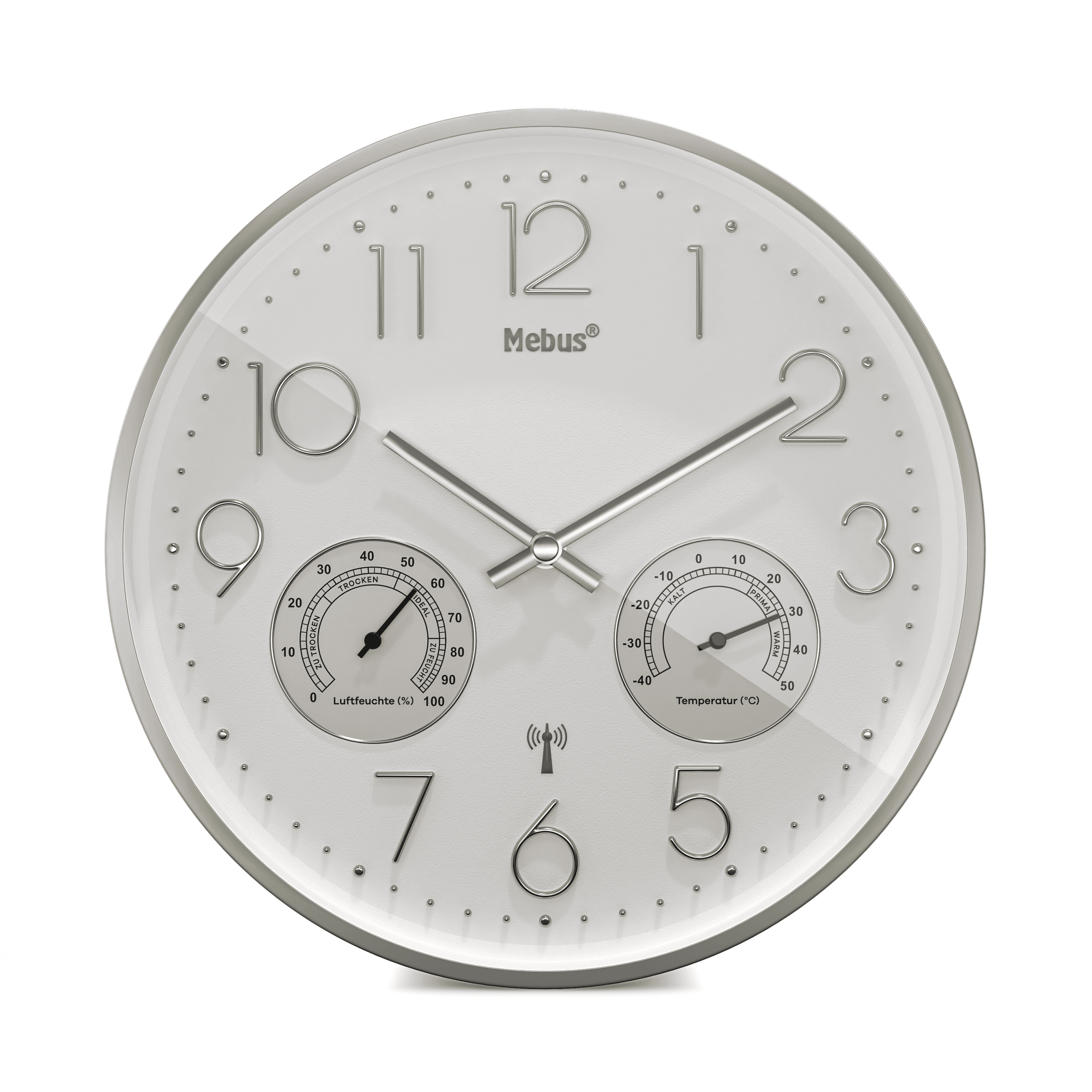 Mebus Funk-Wanduhren mit Thermo-/Hygrometer Ø30cm