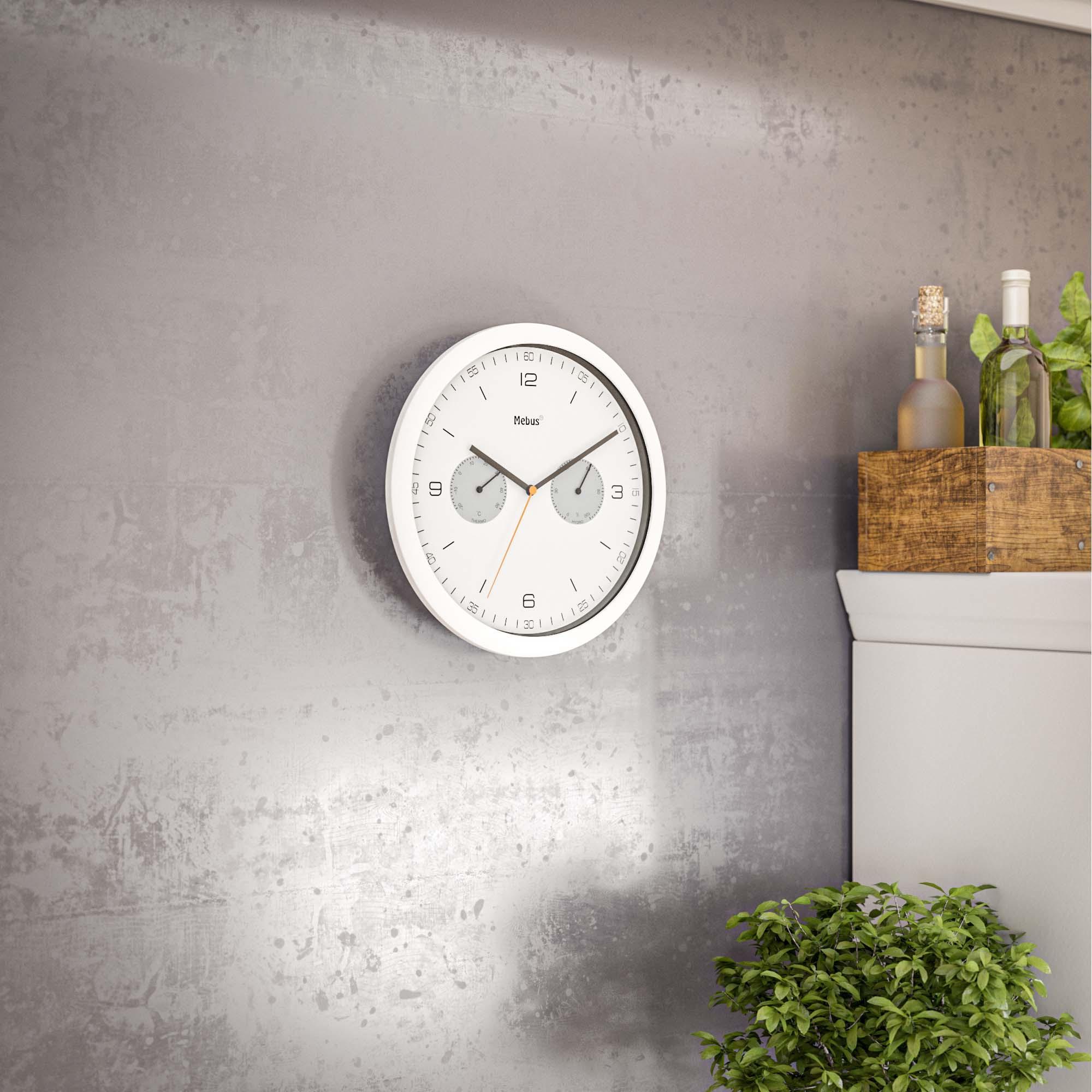 Produktbild Mebus Quarzwanduhr mit Thermo- und Hygrometer 2 von 7