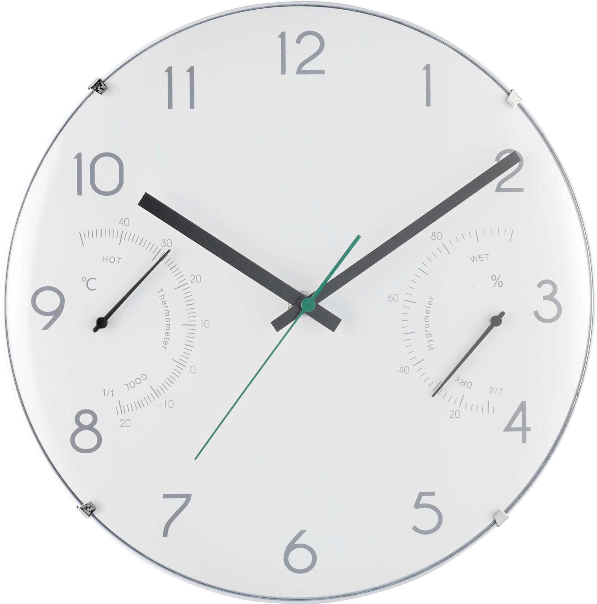 Mebus Quarz-Wanduhr mit Thermo-/Hygrometer Ø 30 cm