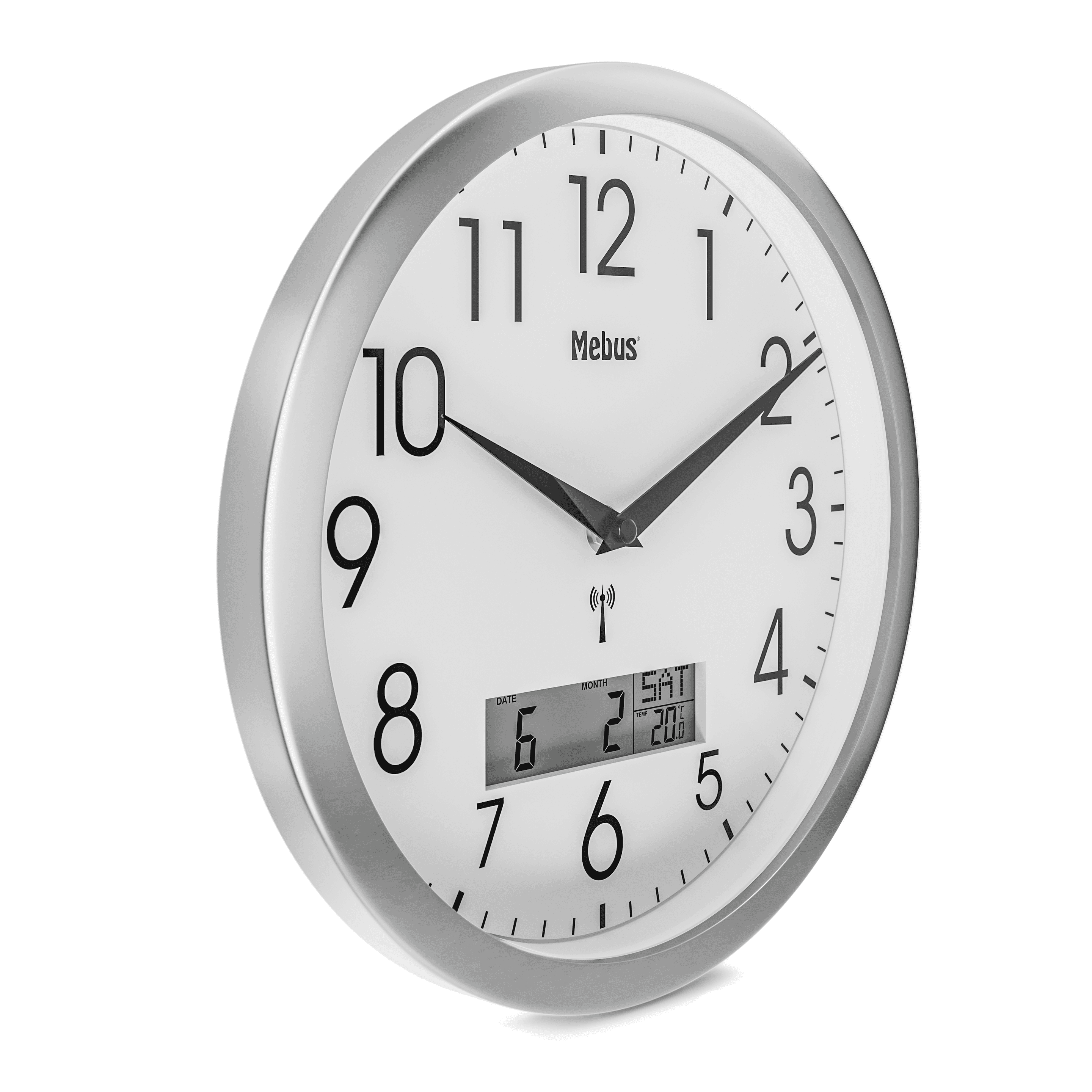 Produktbild Mebus Funk-Wanduhr mit digitaler Anzeige Ø30cm 3 von 3