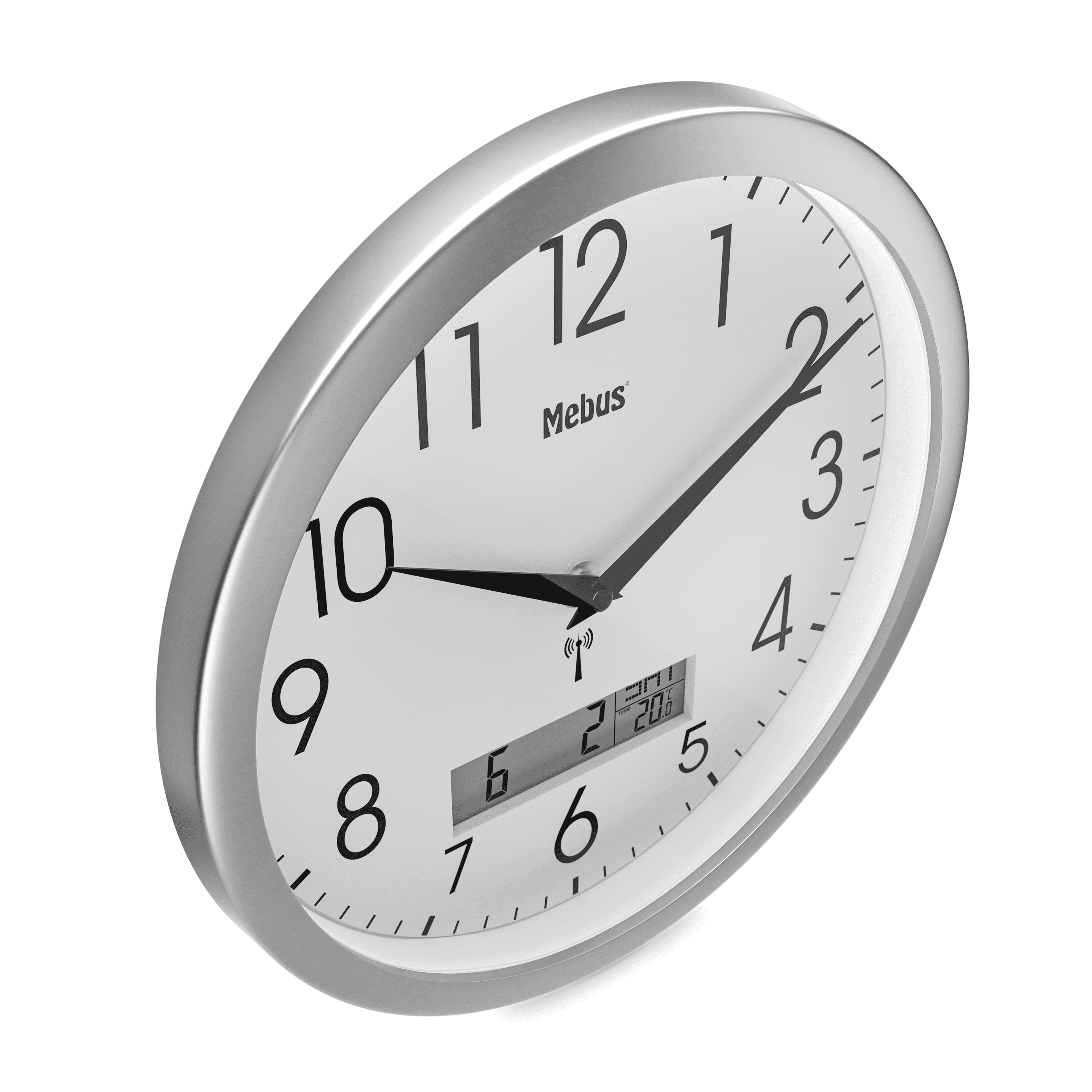 Produktbild Mebus Funk-Wanduhr mit digitaler Anzeige Ø30cm 2 von 3