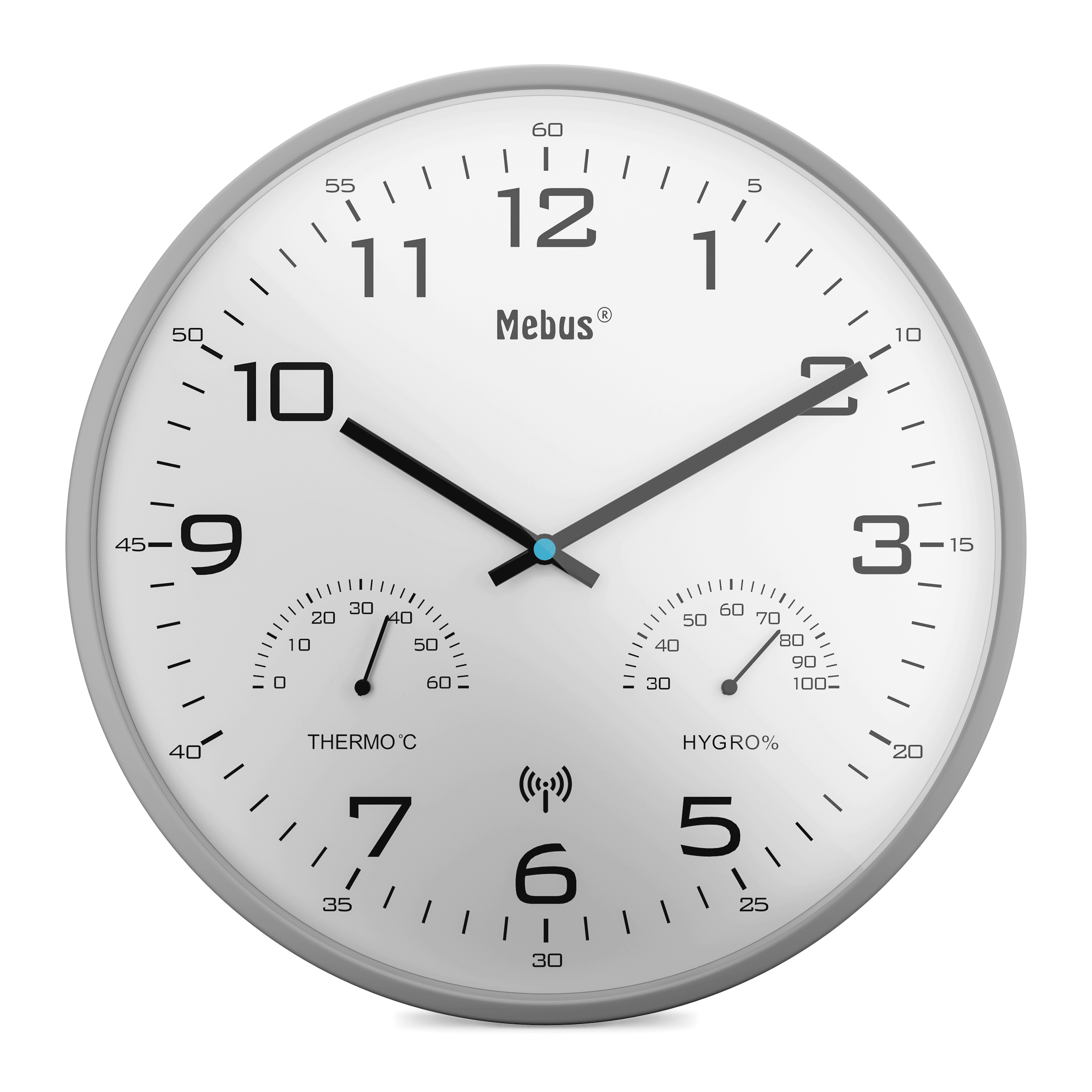 Mebus Funk-Wanduhren mit Thermo-/Hygrometer Ø30cm