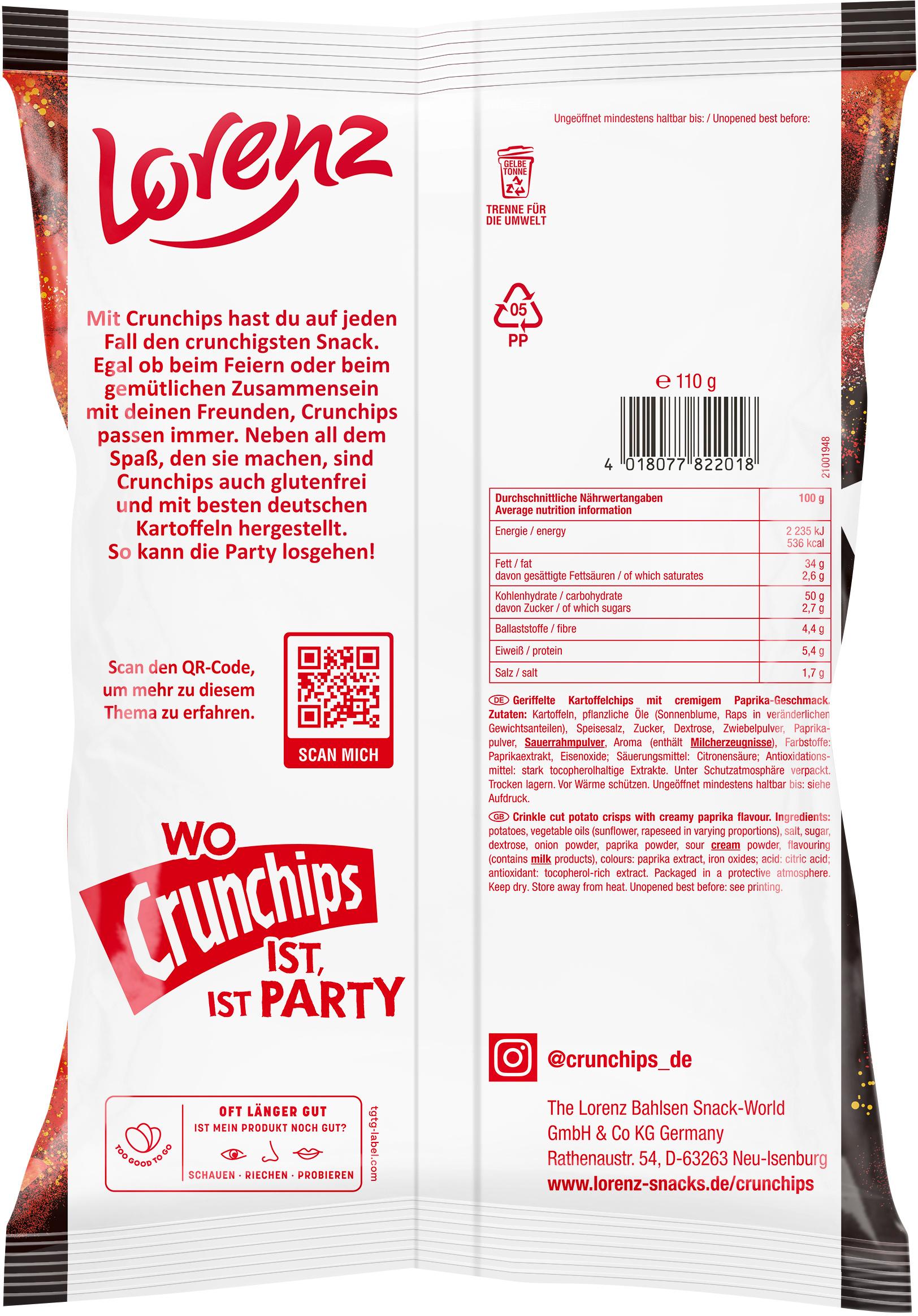 Produktbild Crunchips Wow Paprika&Sour Cream 110g 2 von 2