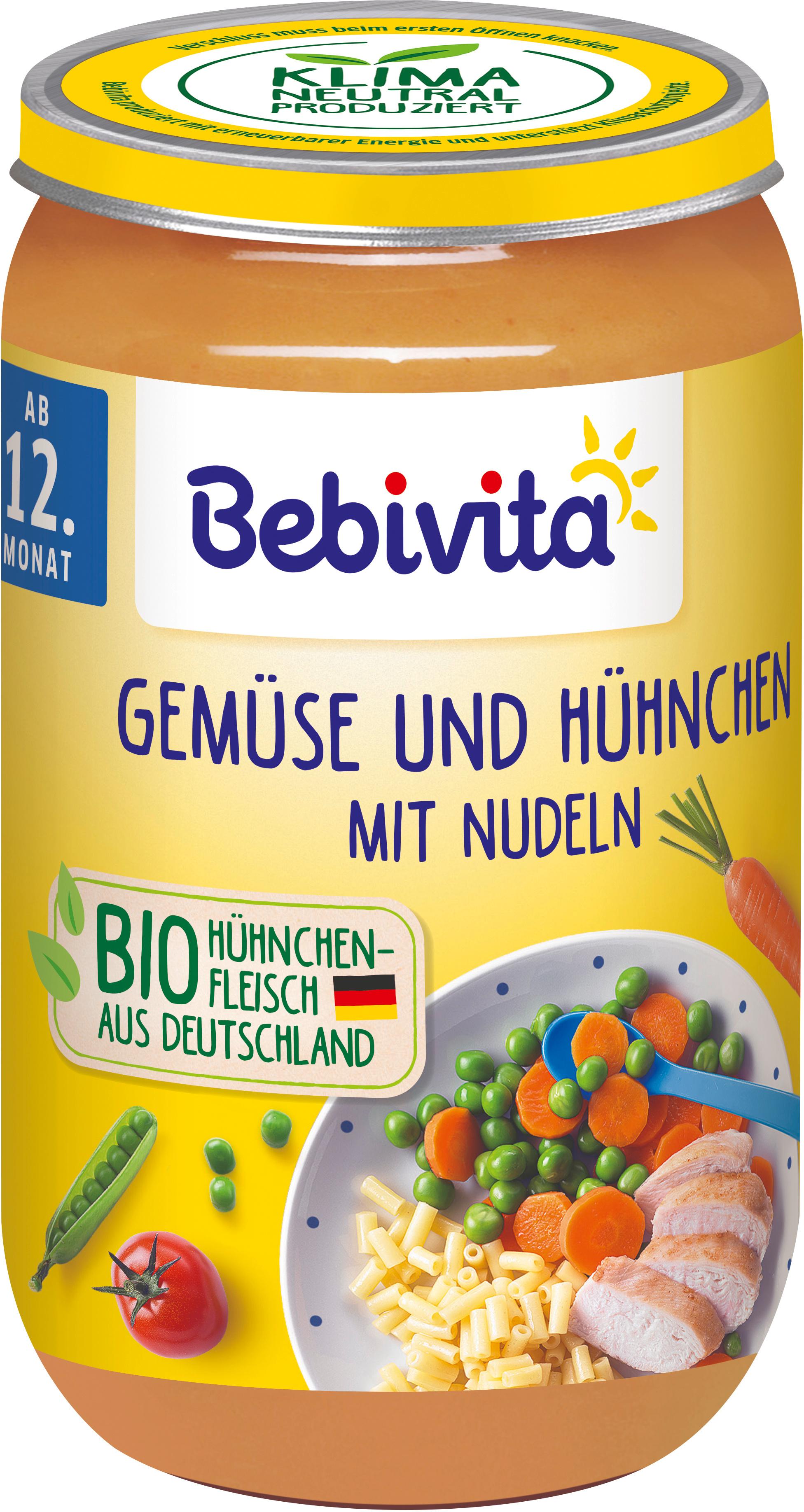 Bebivita Bio Menüs: Gemüse und Hühnchen mit Nudeln