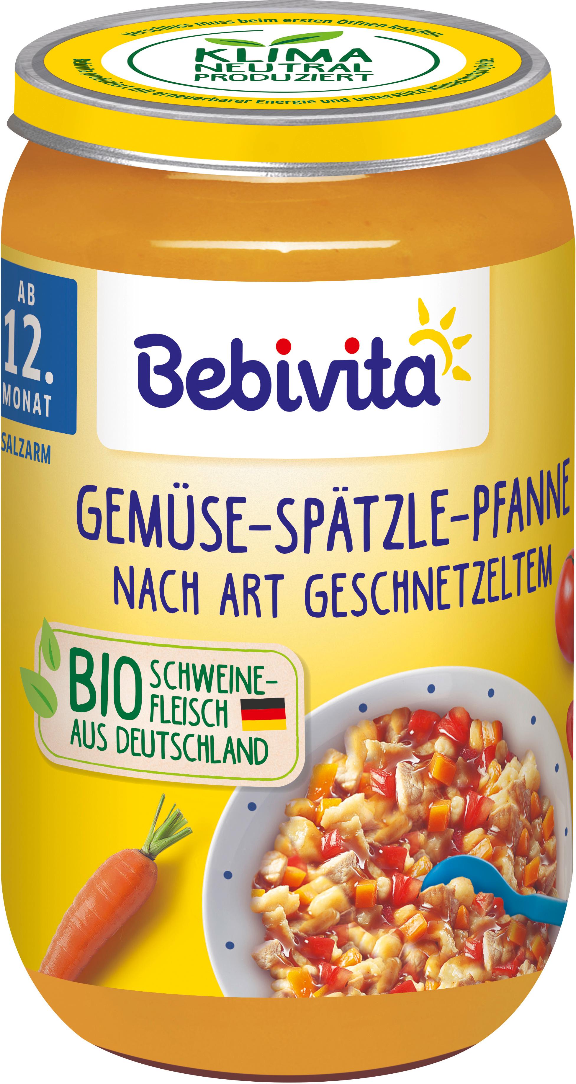 Bebivita Bio Menüs: Gemüse-Spätzle-Pfanne nach Art Geschnetzeltem