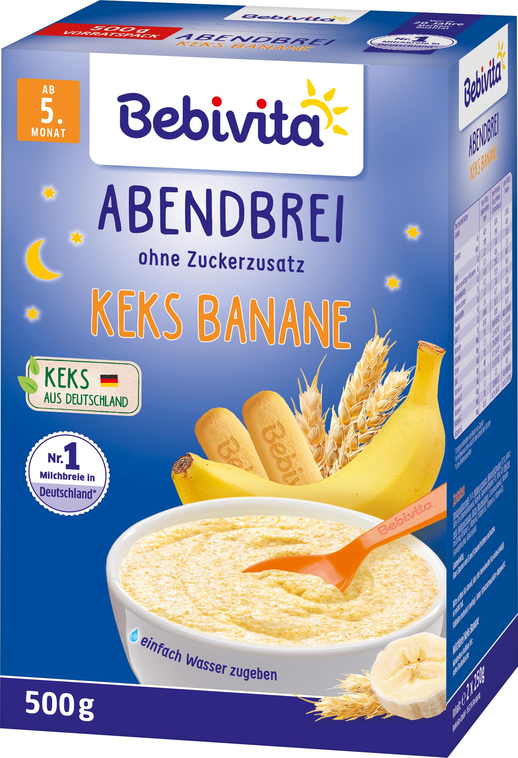 Produktbild Bebivita Milchbreie ohne Zuckerzusatz Abendbrei Keks-Banane 2 von 2