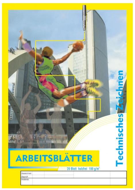Block mit Arbeitsblättern blanko A4 mit Rahmen + Schriftfeld