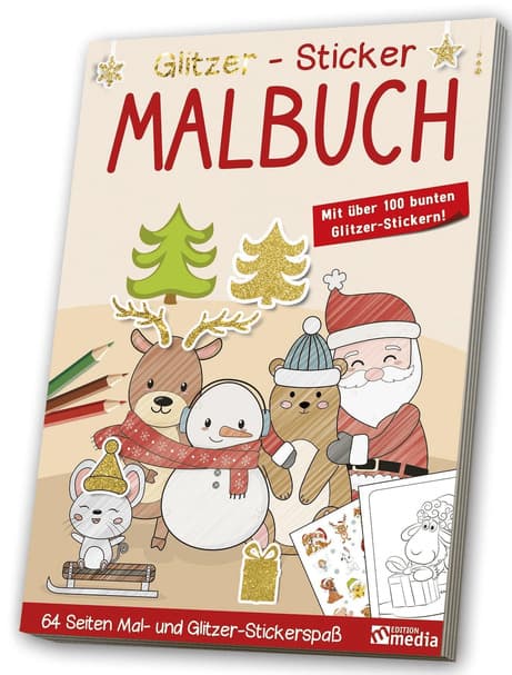 Malbuch Winter A4 Glitzer - Sticker sortiert