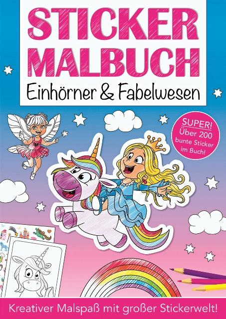Mal- und Stickerbuch Einhorn und Fabelwesen
