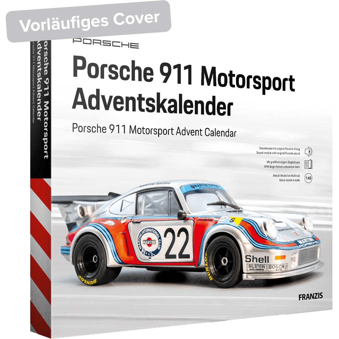 Franzis Porsche 911 Motorsport Adventskalender 2026 mit Modellbausatz 1:43 und Sound