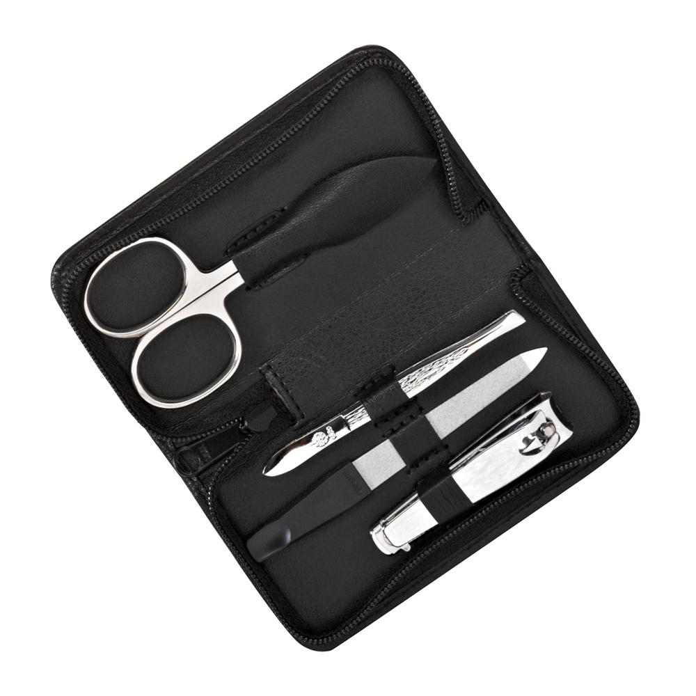 Maniküre-Etui Leder 4-teilig schwarz