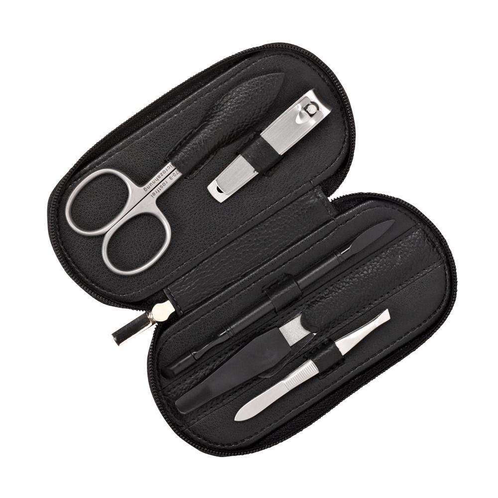 Maniküre-Etui Leder 5-teilig schwarz