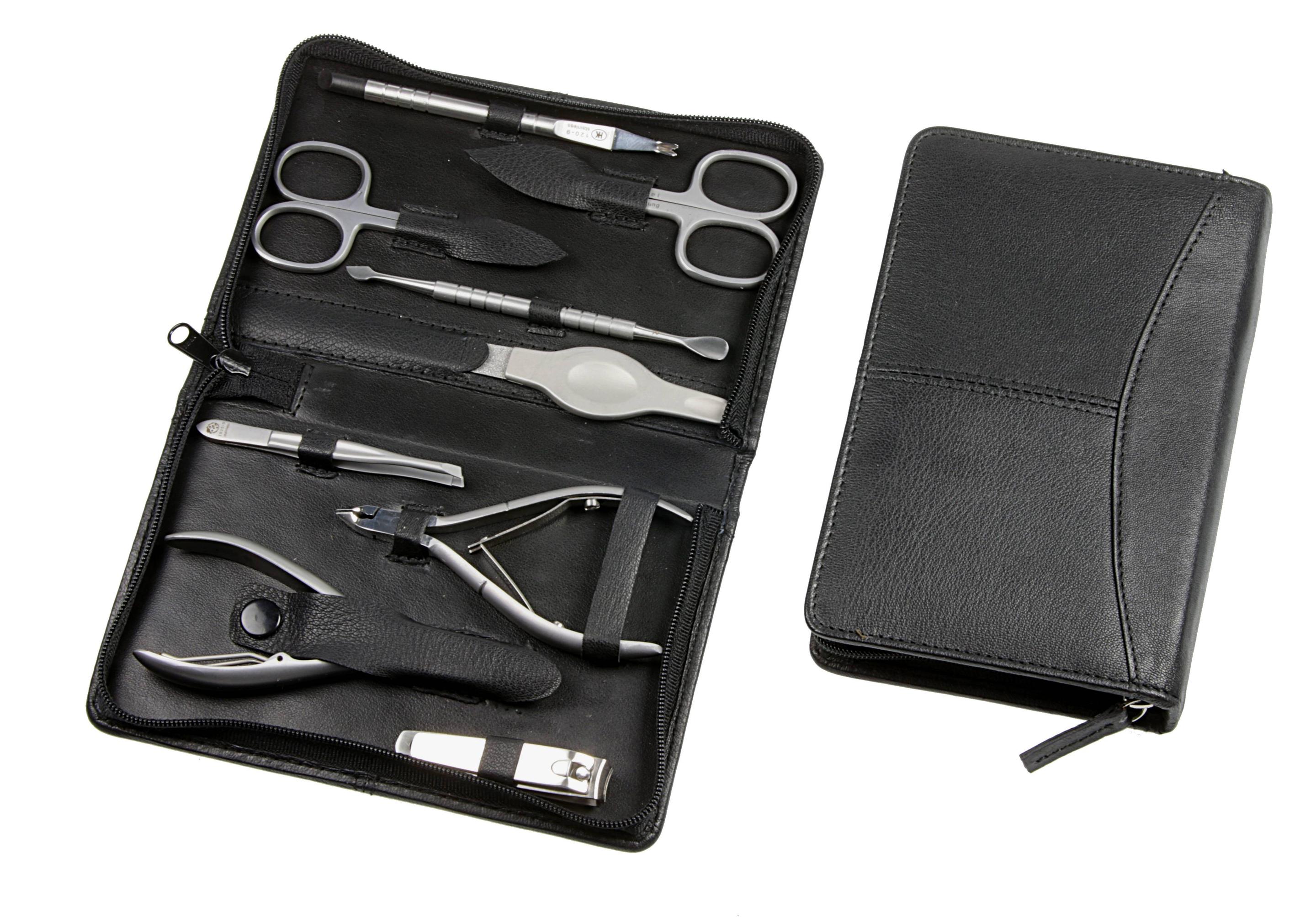 Kniebes Manicure Etui Nappa-Leder 9-teilig