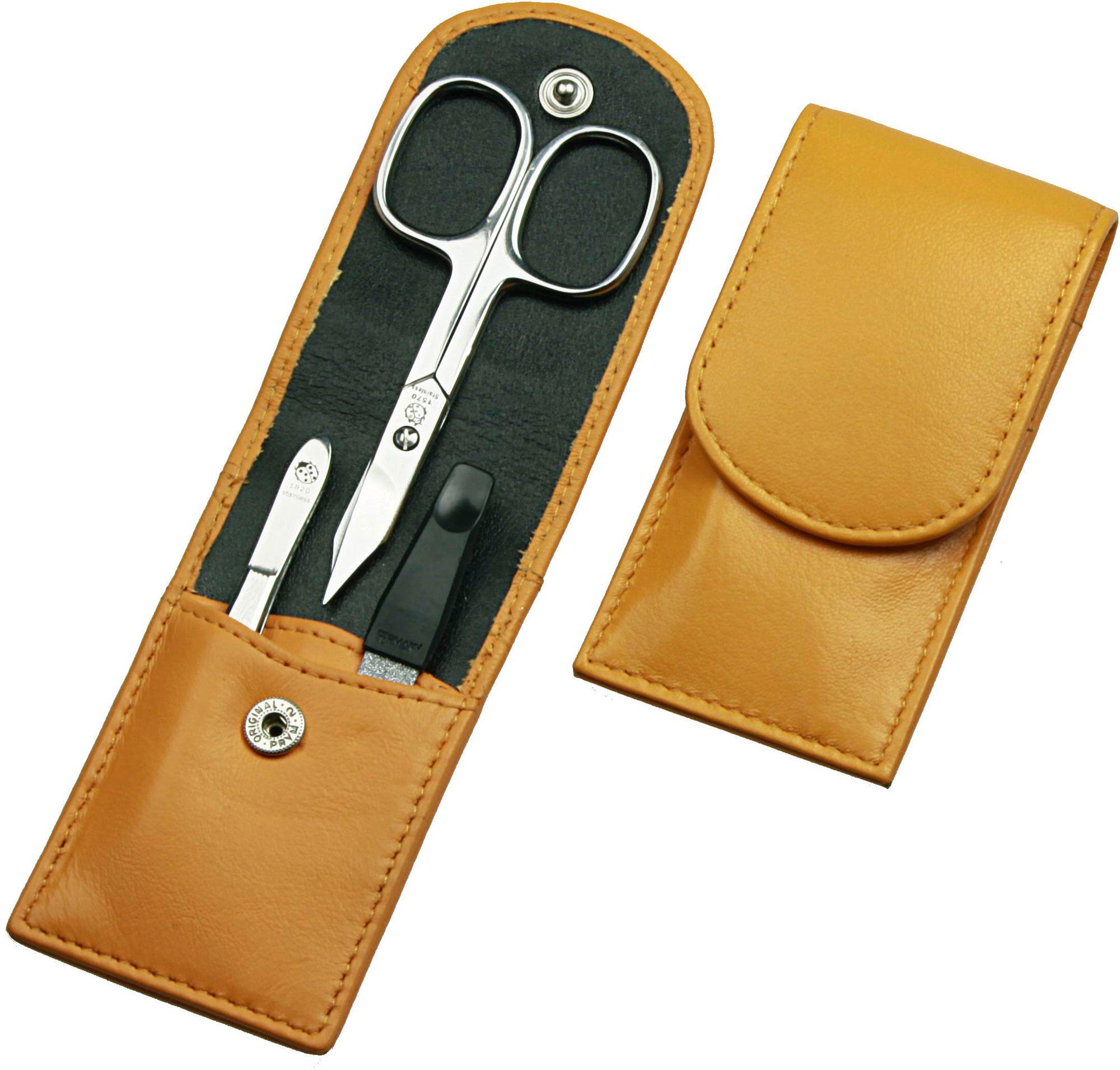 Kniebes Taschenmaniküre-Etui Nappa-Leder 3-teilig
