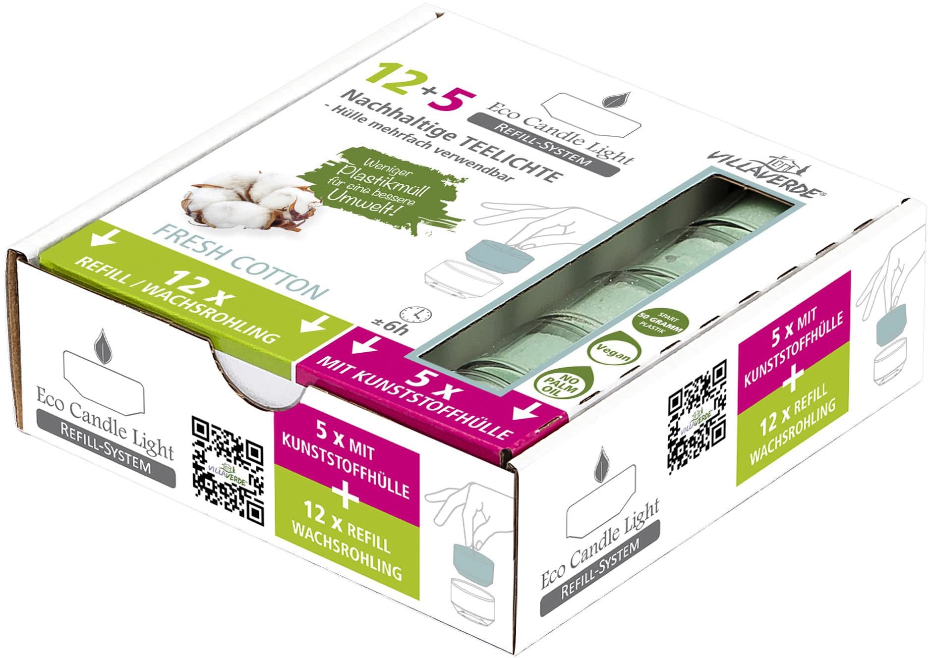 VILLA VERDE Duftteelichte Fresh Cotton