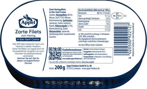 Produktbild Appel MSC Heringsfilets in Eier-Senf-Creme 2 von 2