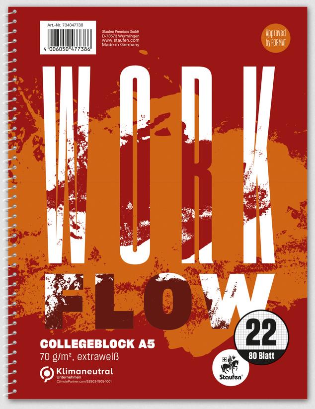 Landré Collegeblock Office A5 80 Blatt 6-fach gelocht kariert