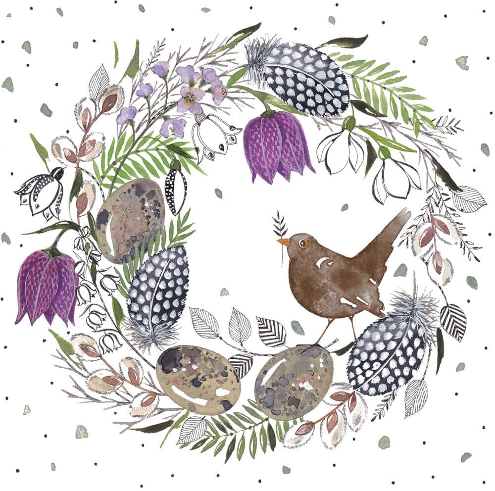 ppd Serviette Feather Wreath 33x33cm