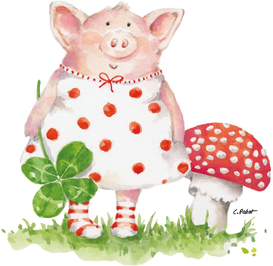 Bella Casa Serviette Lucky Piggy 33x33cm
