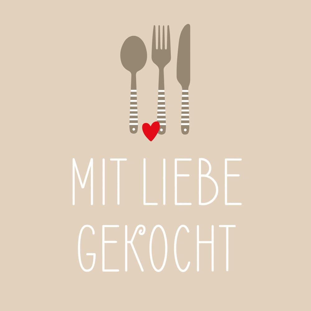 ppd Serviette Mit Liebe gekocht 33x33cm