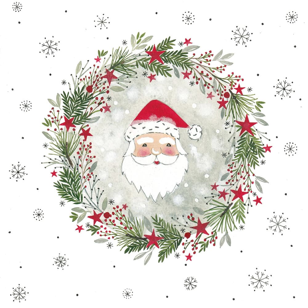 ppd Serviette Wreath & Santa 33x33cm