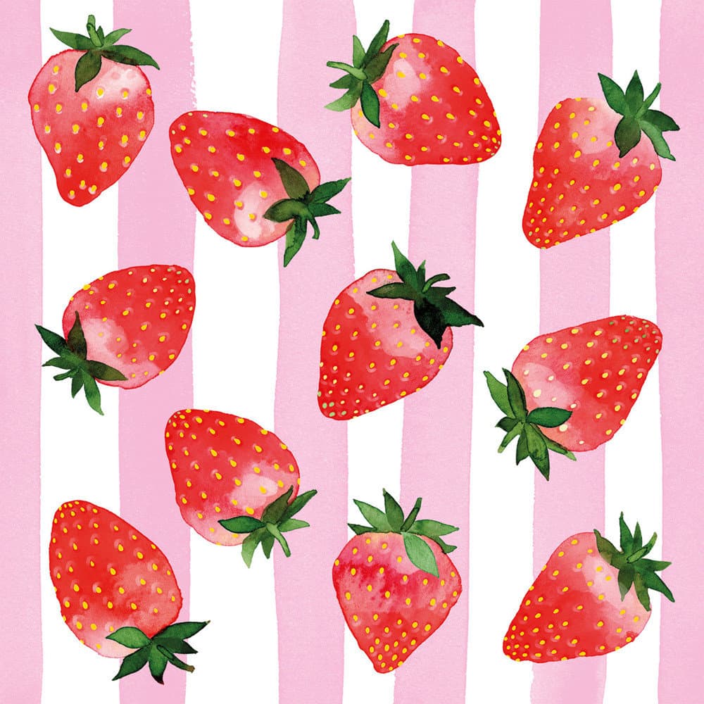 ppd Serviette Strawberry & Stripes 33x33cm