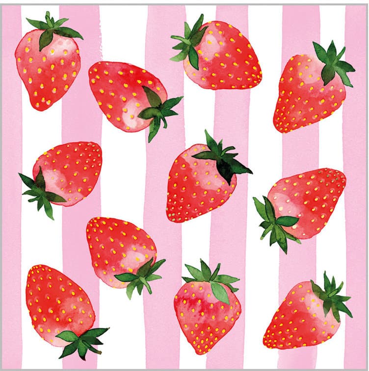 ppd Serviette Strawberry & Stripes 25x25cm