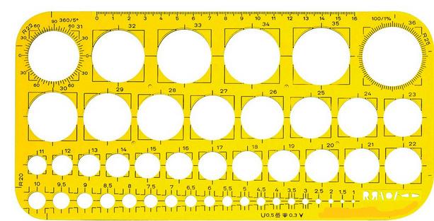 Kreisschablone gross 4-40mm steigend