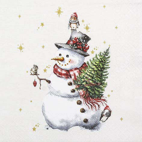 Home-Fashion Servietten Cute Snowman 33x33cm