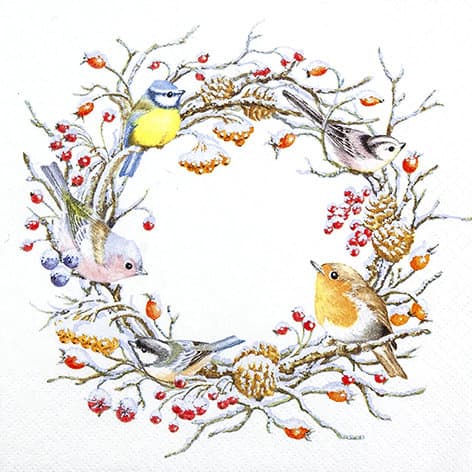 Home-Fashion Servietten Birds in Winter 33x33cm