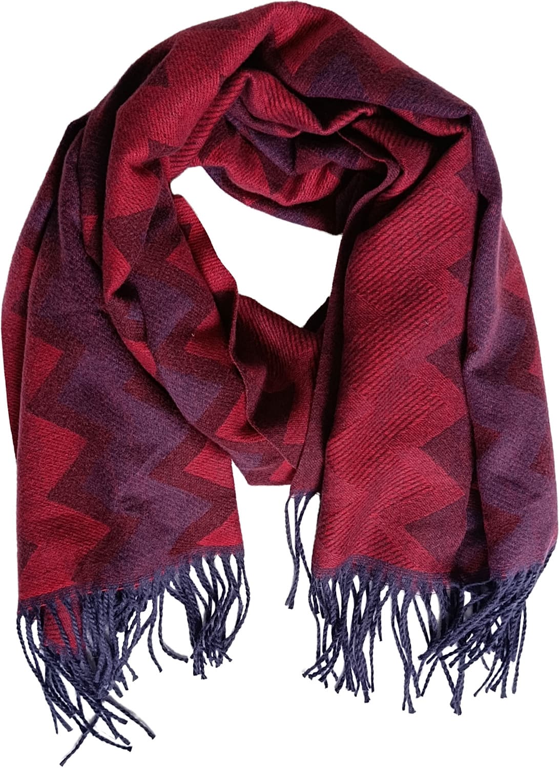 Webschal Zickzack mit Fransen