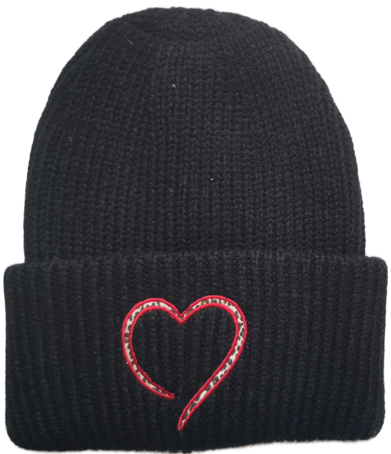 Rippenstrickmütze Label Herz