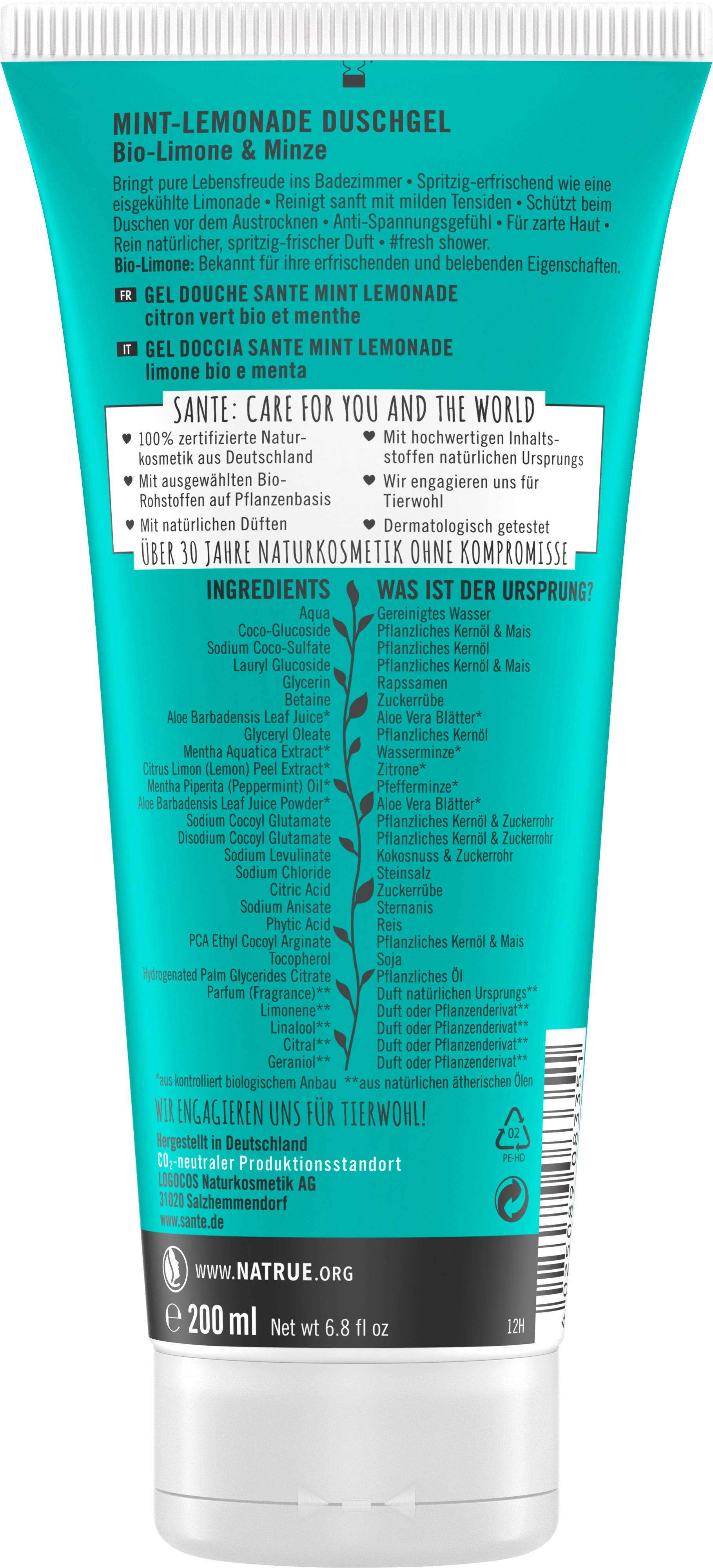 Produktbild SANTE MINT LEMONADE Duschgel Bio-Limone&Minze 2 von 2