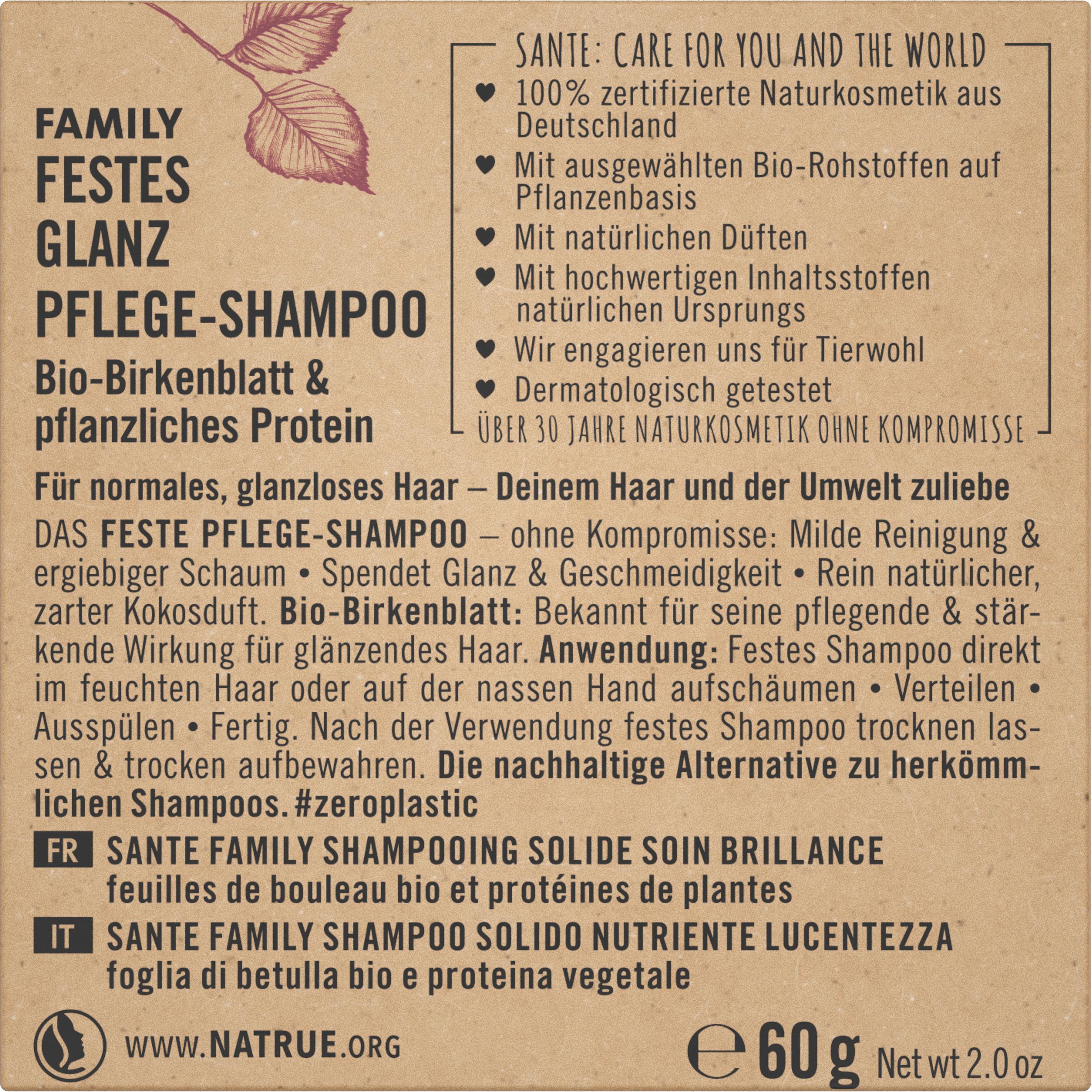Produktbild SANTE FAMILY Festes Glanz Pflege-Shampoo Bio-Birkenblatt&pflanzliches Protein 2 von 3