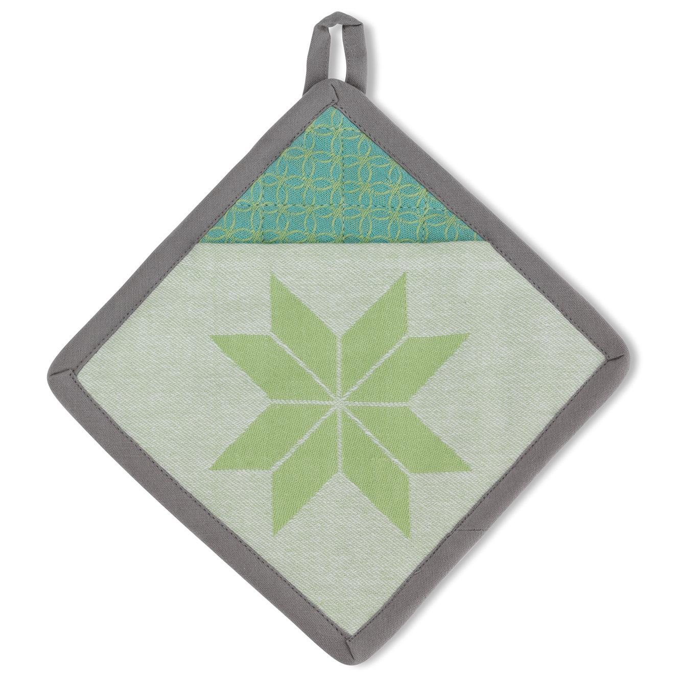 kela Topflappen Carla 100% Baumwolle pastellgrün Blume 20 x 20 cm