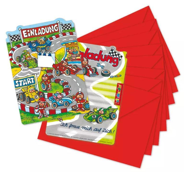 Lutz Mauder Stanzkarte Einladungs-Set Rennautos