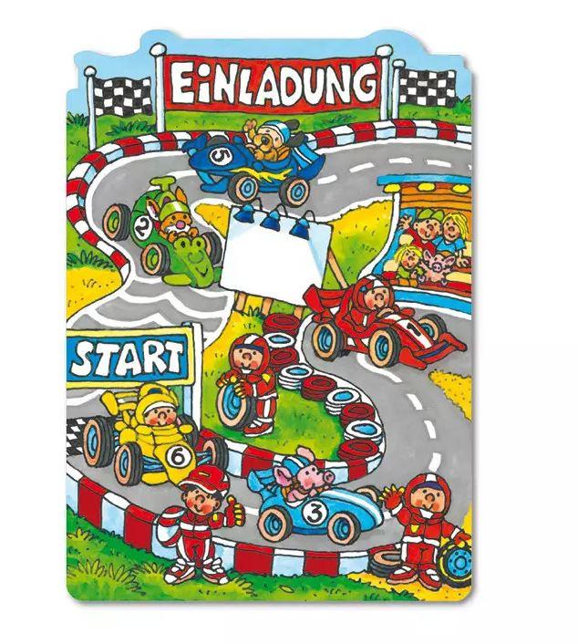 Produktbild Lutz Mauder Stanzkarte Einladungs-Set Rennautos 2 von 3