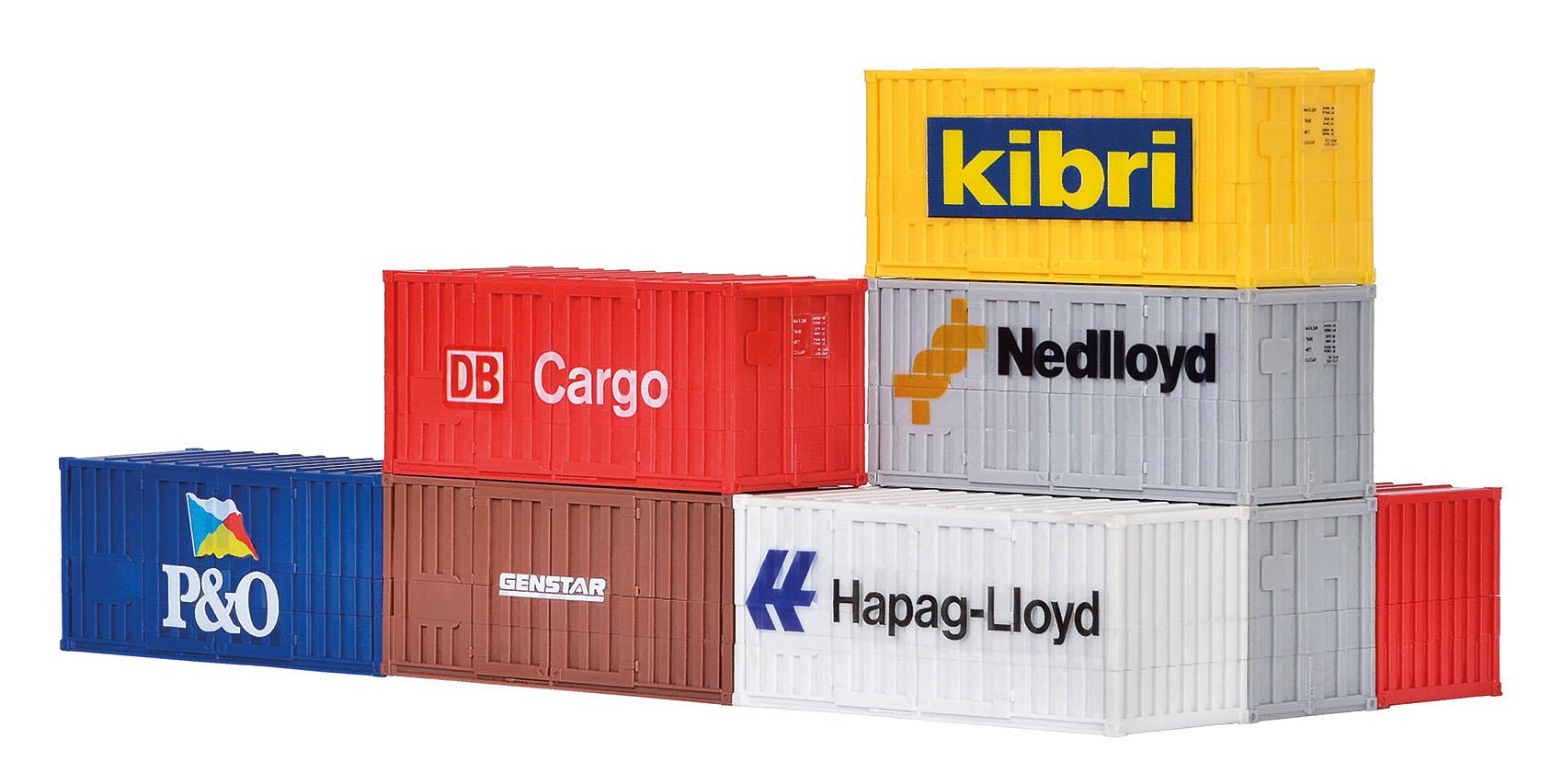 kibri - H0 20-Fuß-Container, 6 Stück