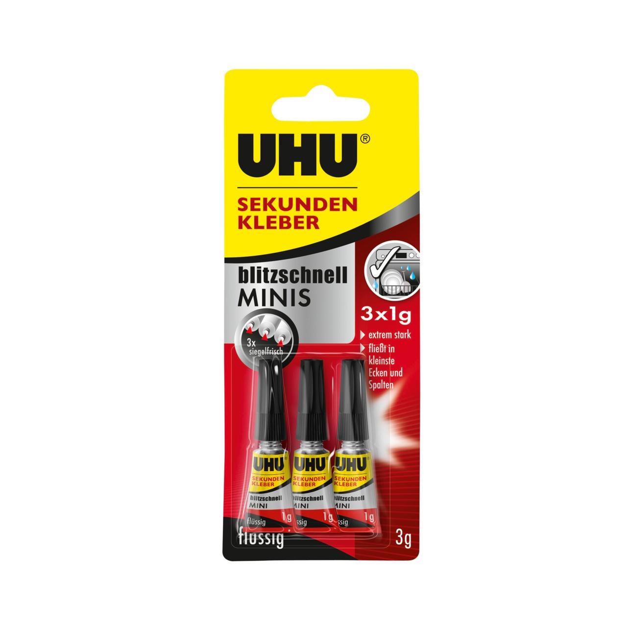 UHU Sekundenkleber blitzschnell  3 x 1g