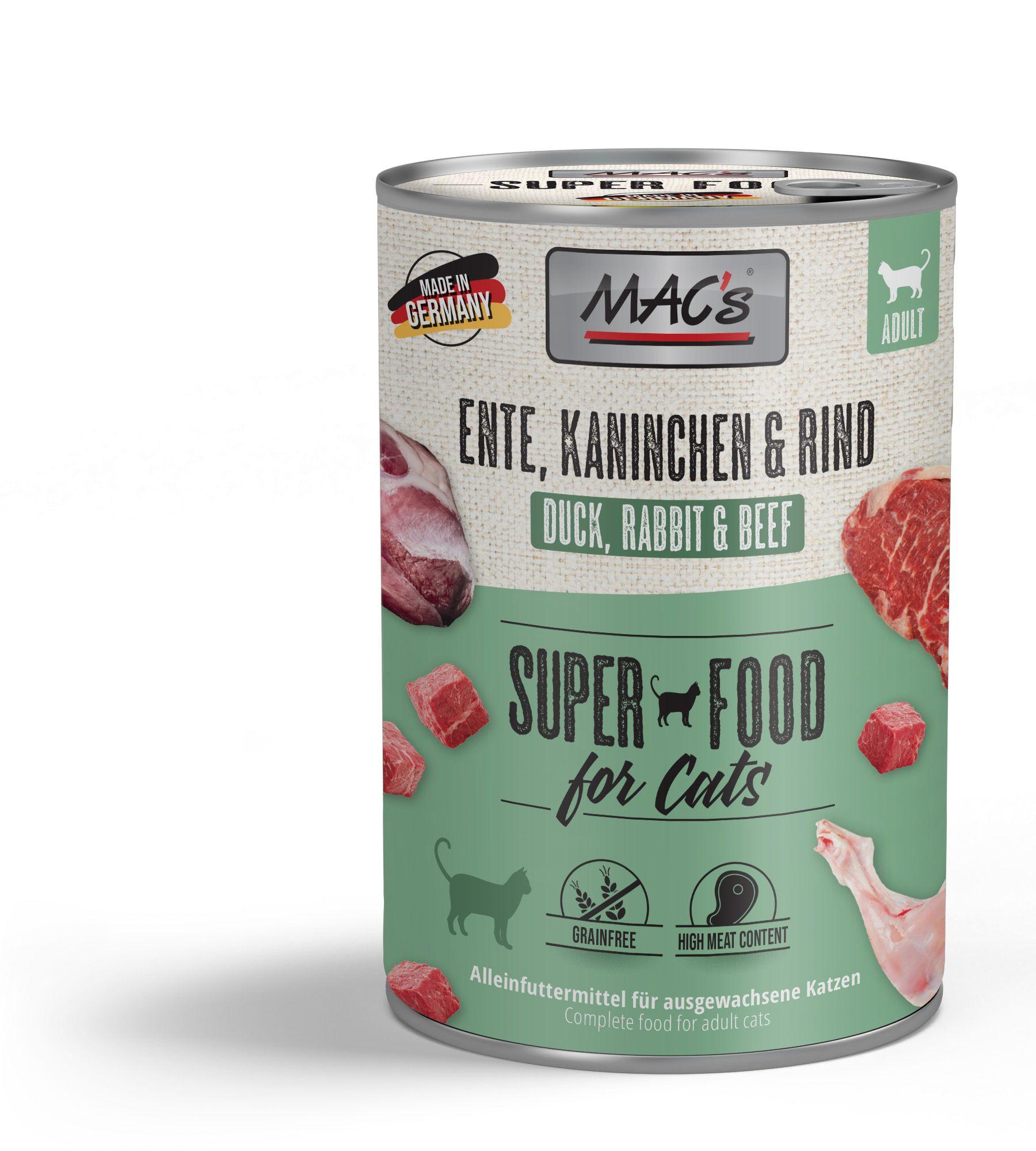 MAC's CAT Katzennassfutter Ente, Kaninchen&Rind