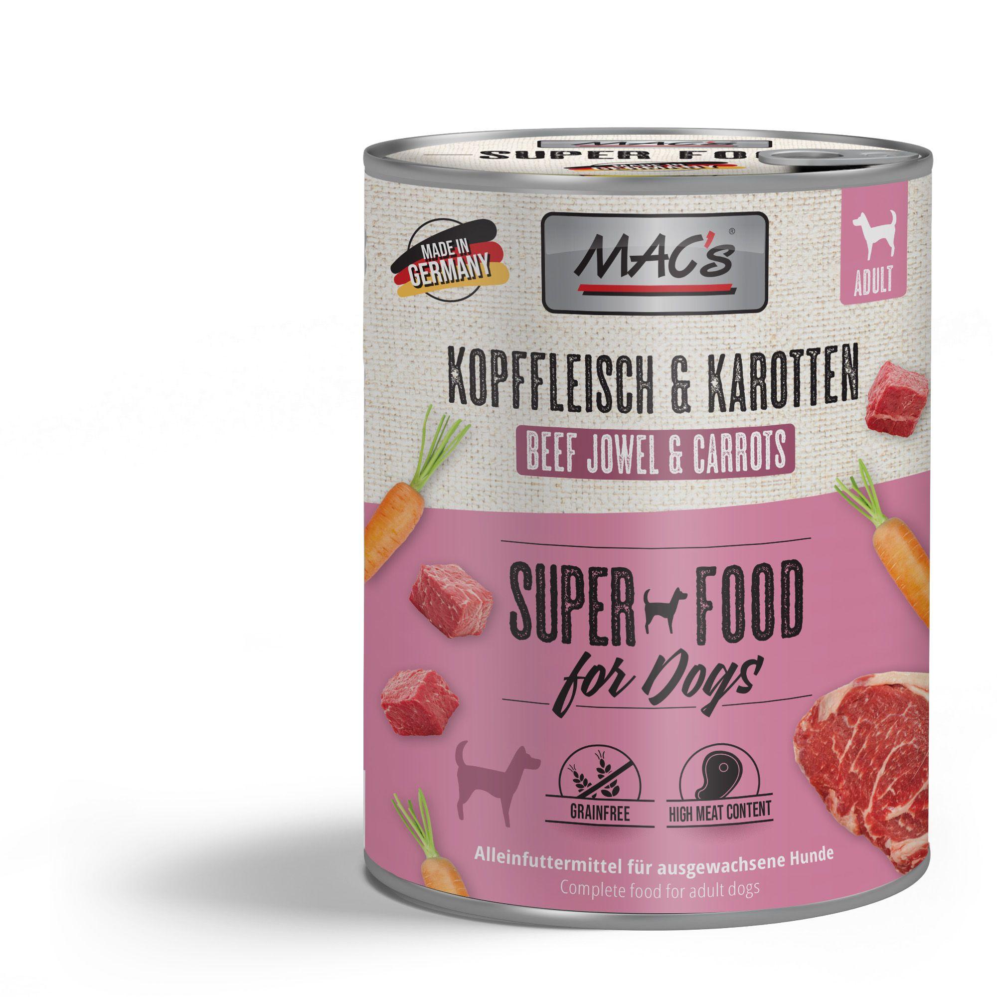 MAC's DOG Hundenassfutter Kopffleisch&Karotten